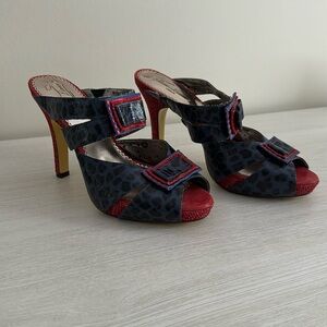 Poetic Licence Animal Print Moonlight Dancer Sandal Heels EUC Size 9